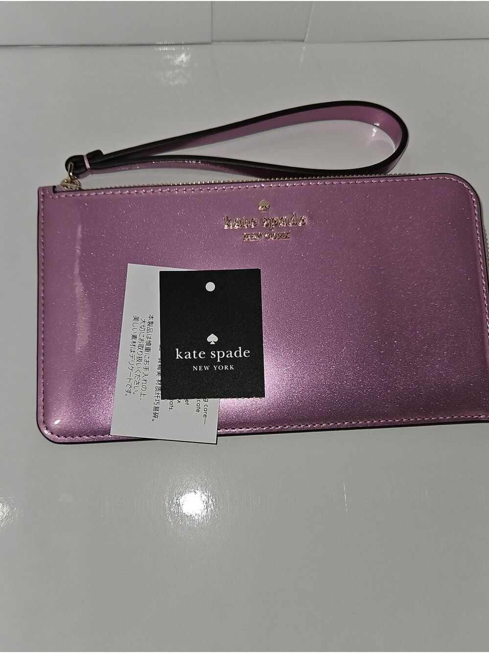 kate spade Lavender Pink Metallic Patent Wristlet